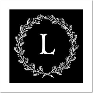 Beautiful Letter L Alphabet Initial Monogram Wreath Posters and Art